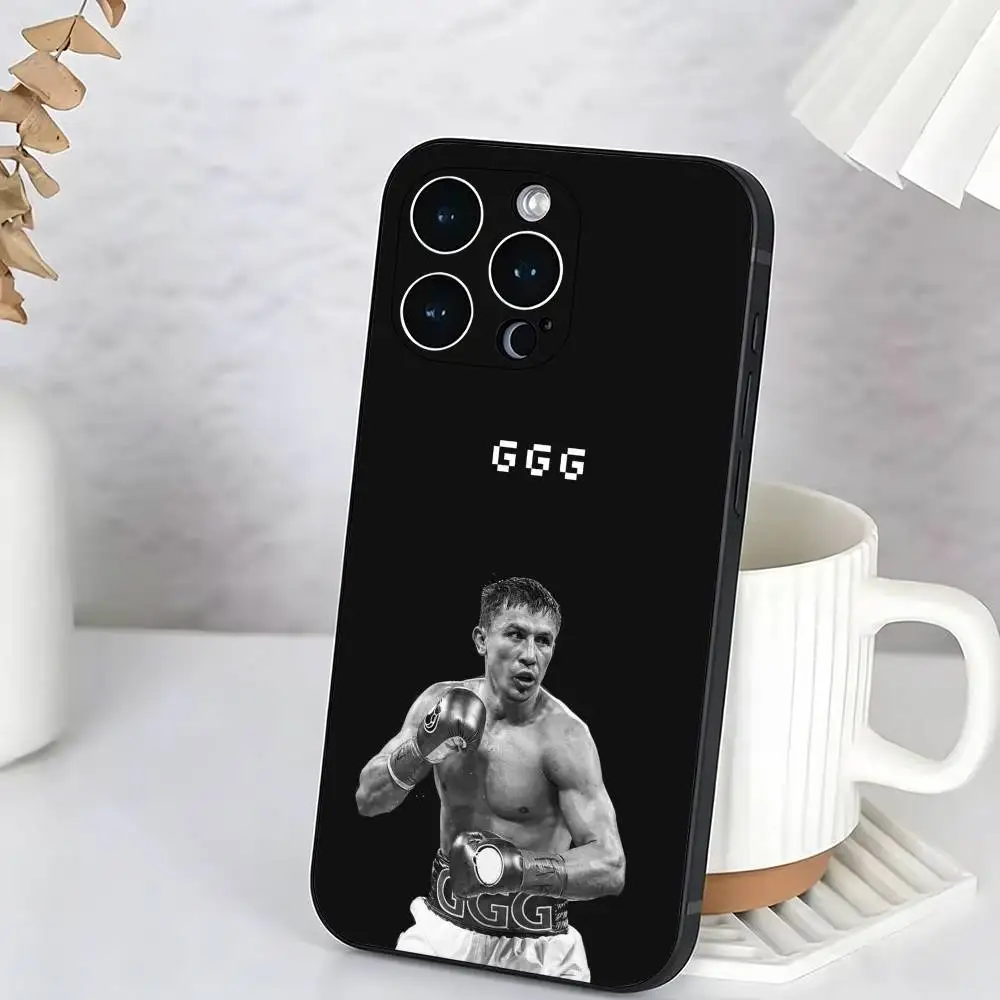 Стильный чехол для телефона с изображением Геннадия Головкина iPhone 17 16 15 14 13 12 11 Plus Pro Max XS мягкий черный