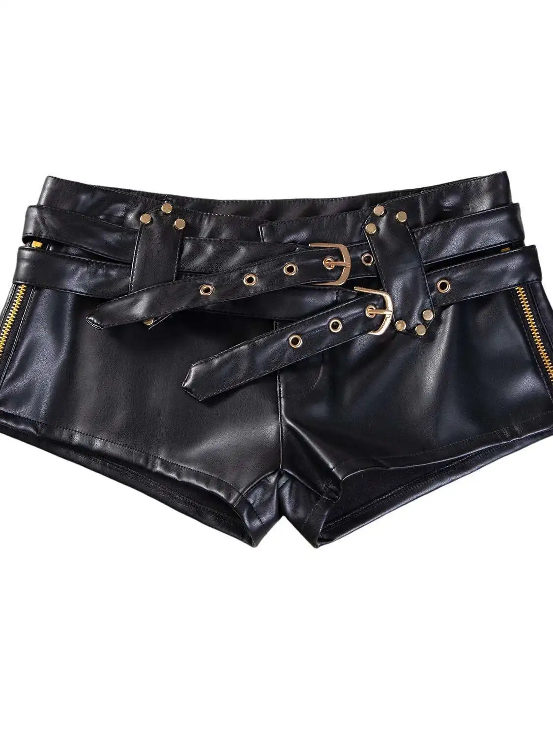 Trendy Sexy Y2K Nachtclub Niedrige Taille Bodycon PU Leder Ultra Kurze Stiefel Shorts Für Frauen PU Hot Sexy Nachtclub Mädchen 21P8