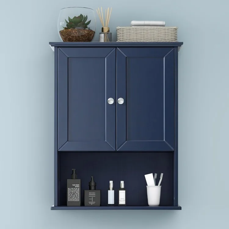 Bathroom Wall Cabinet Navy Blue Over Toilet Storage Cabinets 24x30 in Above Toilet Wood Medicine Cabinets Wall Mounted