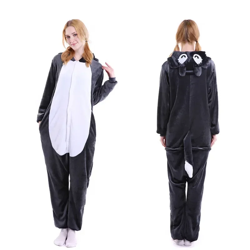 Flannel Unisex Winter Onesies for Adults Wolf Pajama Women Anime Onesie Pajamas Overalls Lover Animal Hooded Sleepwear Jumpsuit