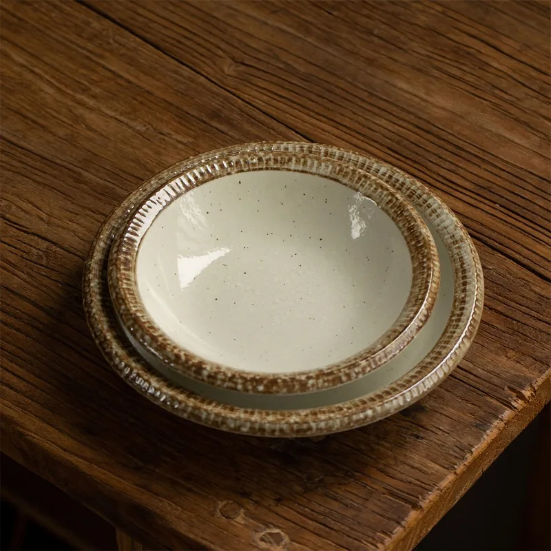 Japanese-Style Mino-yaki Vintage Stoneware Pink-Glaze Bowl & Plate, Veggie Dish, Dessert Plate, Salad Bowl
