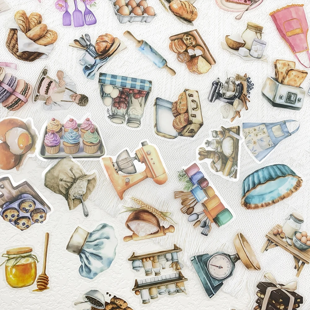 50 stücke Backen Thema Transparent PET Aufkleber Aufkleber Für Laptop Sammelalbum Kühlschrank DIY Ästhetische Aufkleber Kreative Geschenke