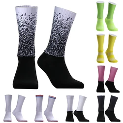 Chaussettes aérées coordonnantes en silicone pour hommes et femmes, sans couture, respirantes, cyclisme, vélo de route, été, nouveau