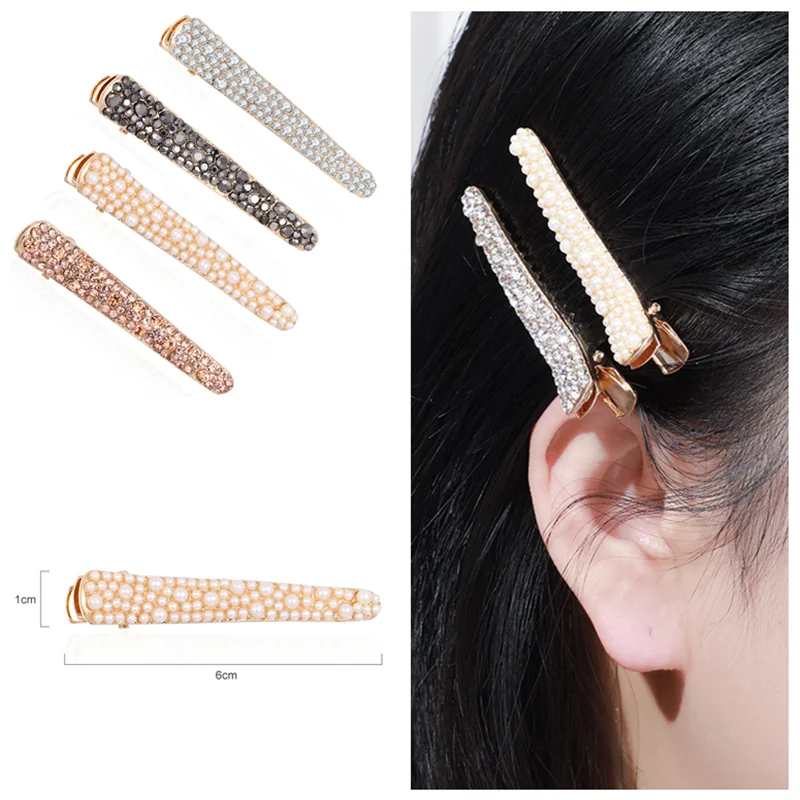 

Shiny Rhinestone Hair Side Clips Korean Simple Women Girls Solid Bangs Hairpins Girls Hair Styling Accessories Hairgrips Jewelry