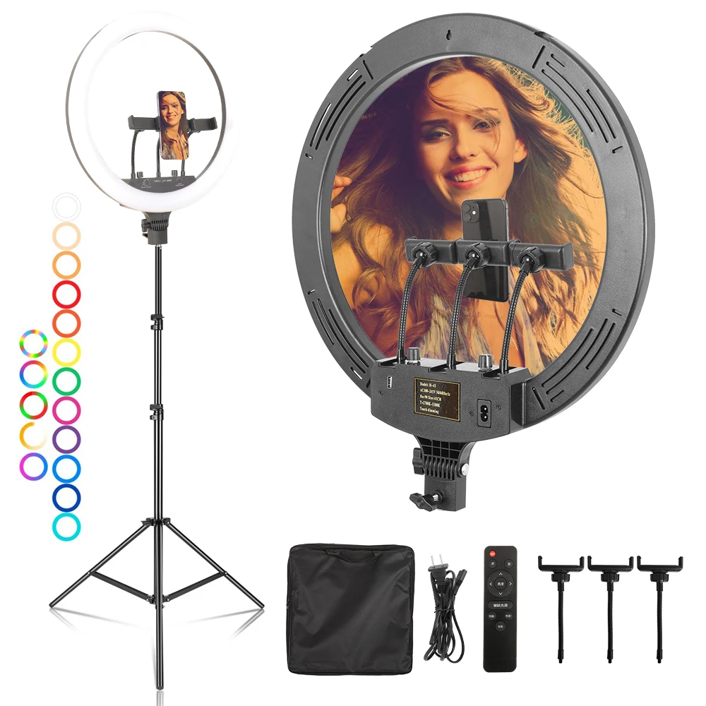 SH 45cm 18 Inch LED Ring Light Dimmable Selfie Lamp Stand Phone Holder For Video Live Profissional Photography Lighting kit