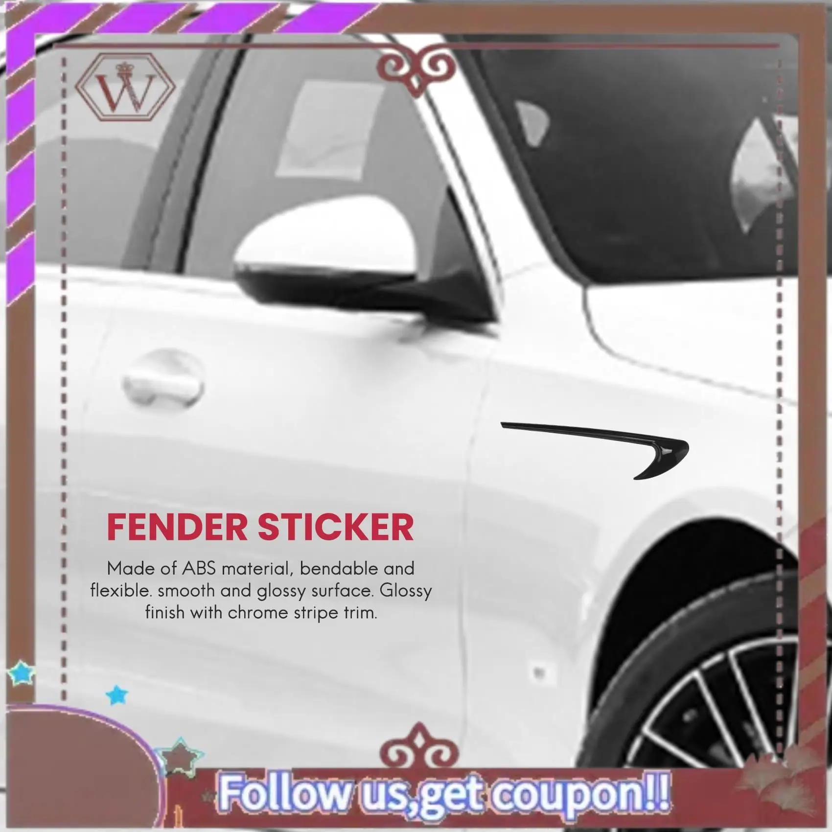 

A57E-2Pcs Car Side Fender Trim For Mercedes Benz E Class W213 C-Class W205 Refit E63S AMG Accessories