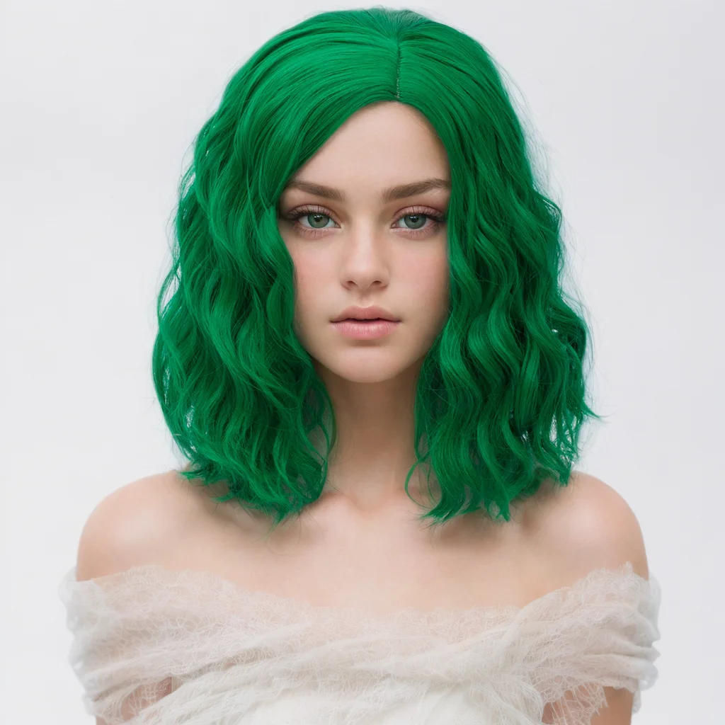 MSIWIGS Woman Green Wigs Short Curly Heat Resistant Synthetic Pink Blue Red Hair For Black White Women Cosplay Lolita Bob Wigs