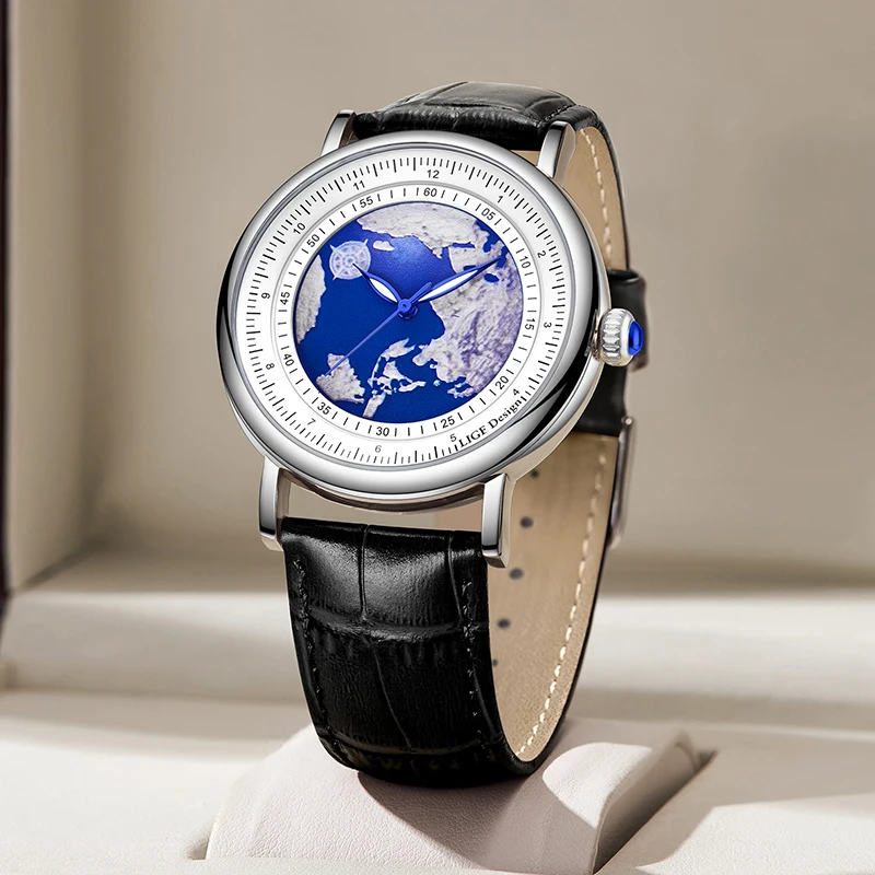 LIGE Unikalny Design Zewnętrzny Kwarcowy Zegarek Męski Modny Skórzany Pasek Wojskowy Casualowy Zegarek Sportowy dla Mężczyzn Wodoodporny Zegarek na Rękę Nowy