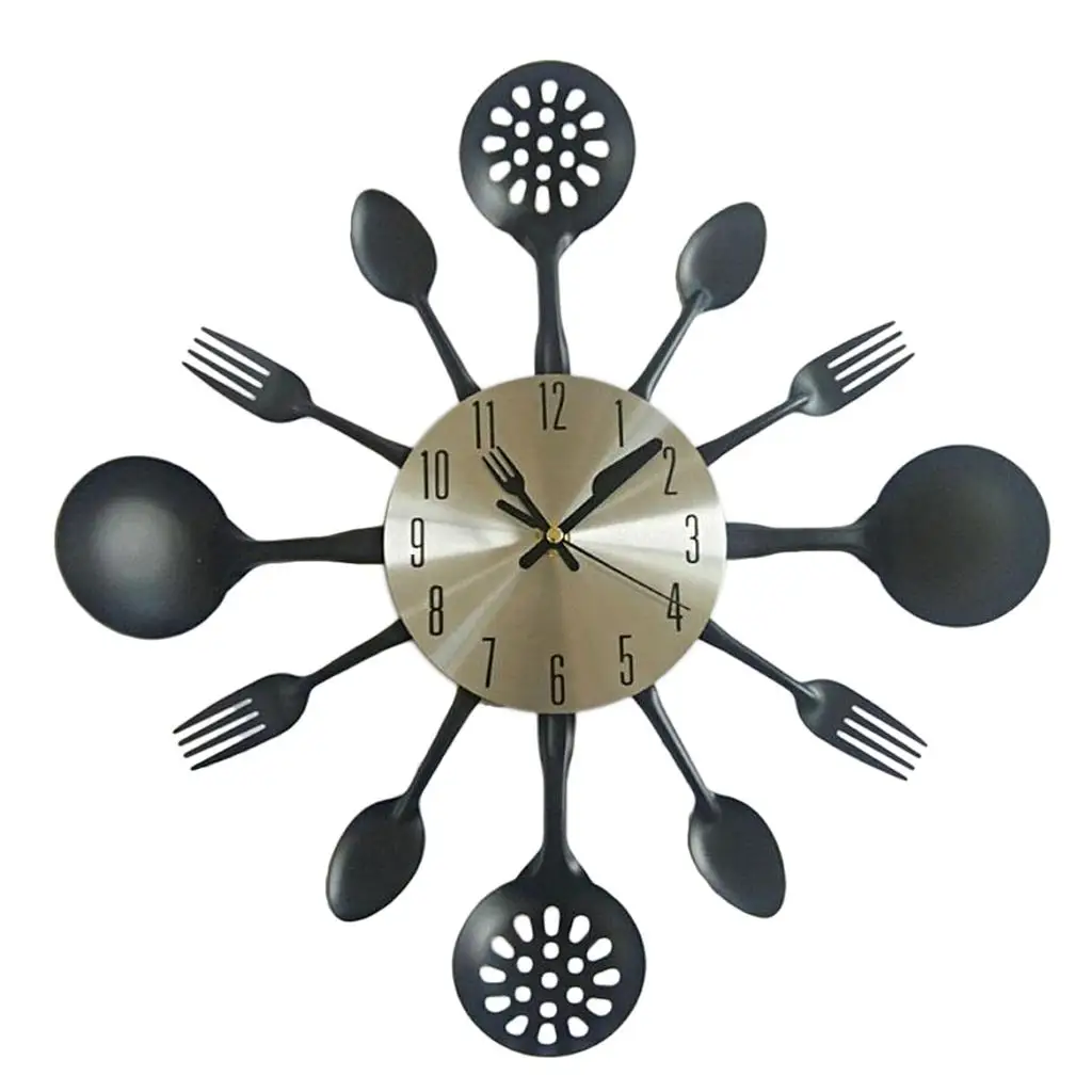 Non-ticking Silent Wall Clock Pan with Fried Egg Shape Modern Kitchen Wall Clock Luxury Decor for Restaurants