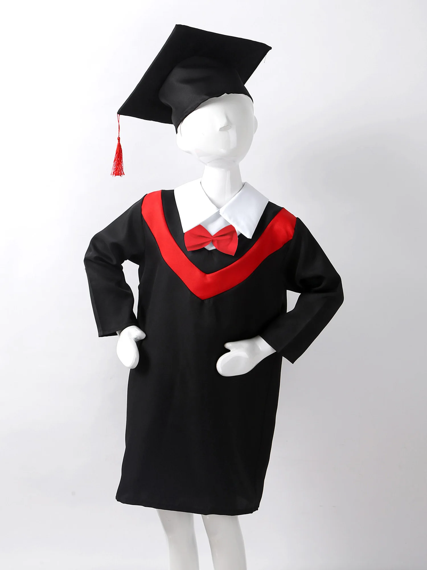 Children Graduation Gown Suit Boys Girls Preschool Primary School Bachelor Gown and Tassel Cap for Role Play Performance Costume