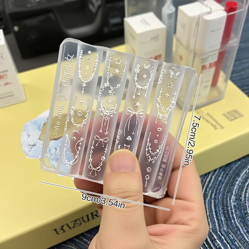 Décorations d'ongles en Silicone, bricolage, plaque d'estampage stéréoscopique, outils de manucure, chaînes de perles d'ongles, moule à nœud de sculpture