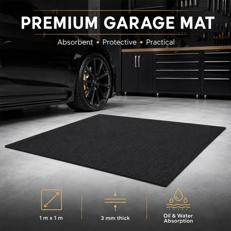 3mm Thick Anti-slip Backing Floor Protector Pad Black Non-woven Garage Oil Absorbent Mat Wear-resistant Waterproof Liquid Mat