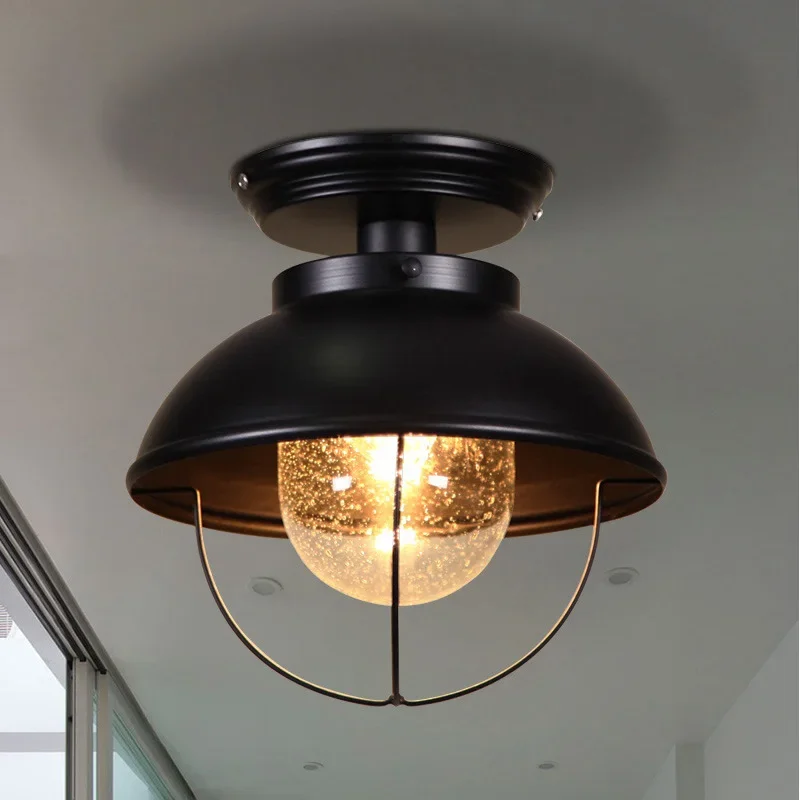 

American style LOFT retro industrial style balcony ceiling light, foyer hallway wardrobe light, creative entrance light