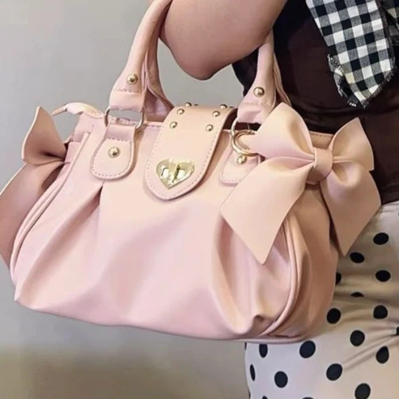 

Сумка-клатч Harajuku в розовом цвете, женская сумка в японском стиле, мягкая повседневная сумка через плечо, женская милая вместительная сумка на плечо