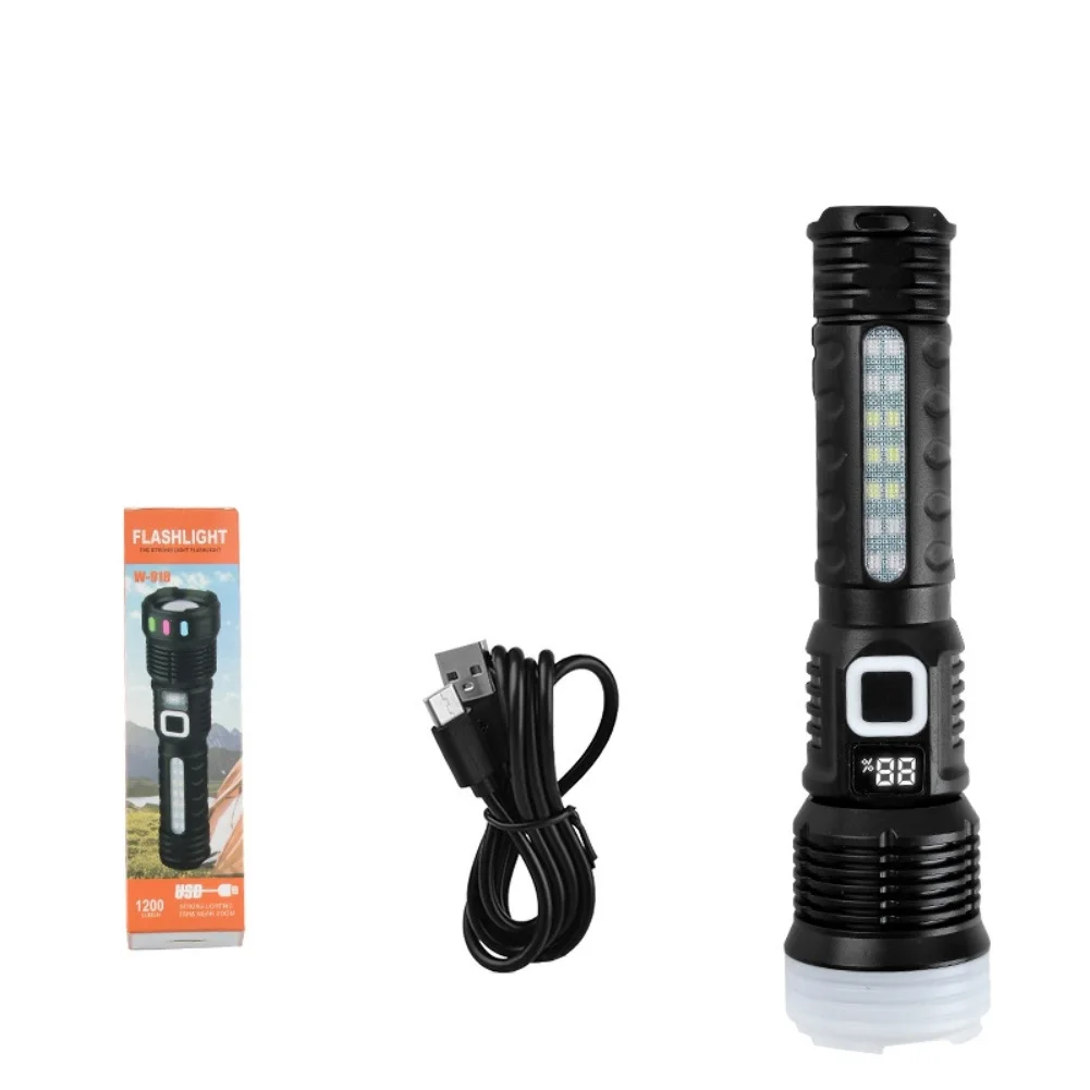 High-Performance Rechargeable LED Flashlight: Zoomable Long Battery Life Digital Flashlight Outdoor Tools