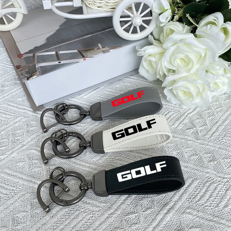 for VW GOLF 3 4 5 6 7 8 VW MK4 MK5 MK6 MK7 GTD GTI GLI Top Layer Cowhide Key Chain Keyrings Lanyard Custom Logo