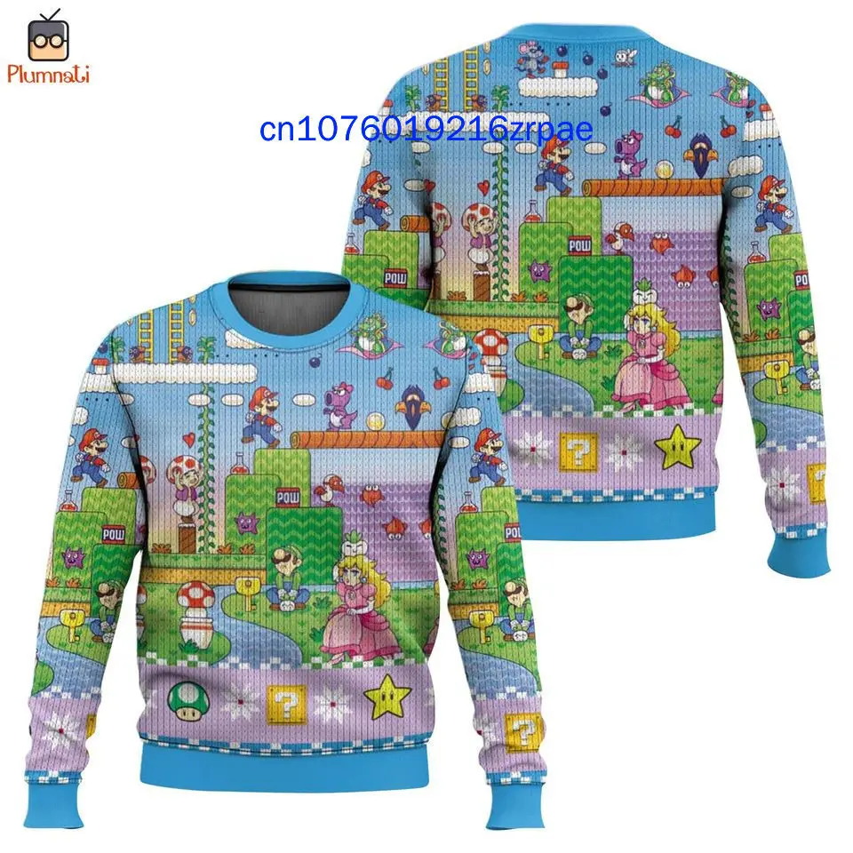 Super Mario Bowser Weihnachten Hässlicher Pullover Herren Damen 3D-Druck Hässliches lässiges Sweatshirt Weihnachtssweatshirt