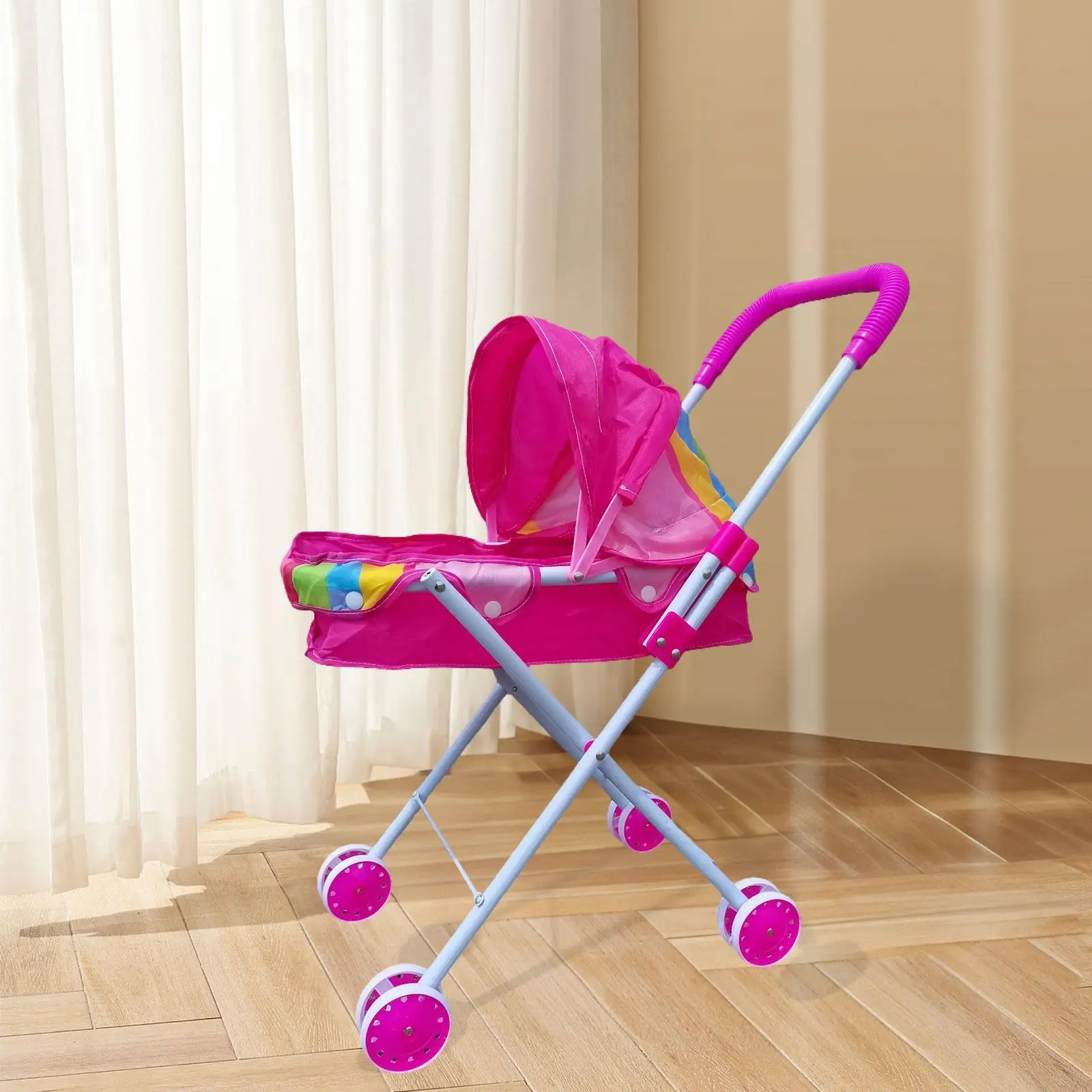 Wózek dla lalek Wózek dla lalek Zabawka do domku dla lalek Składany wózek do zabawy dla chłopców Dziewczynki Niemowlęta w wieku 0-2 lat Dzieci