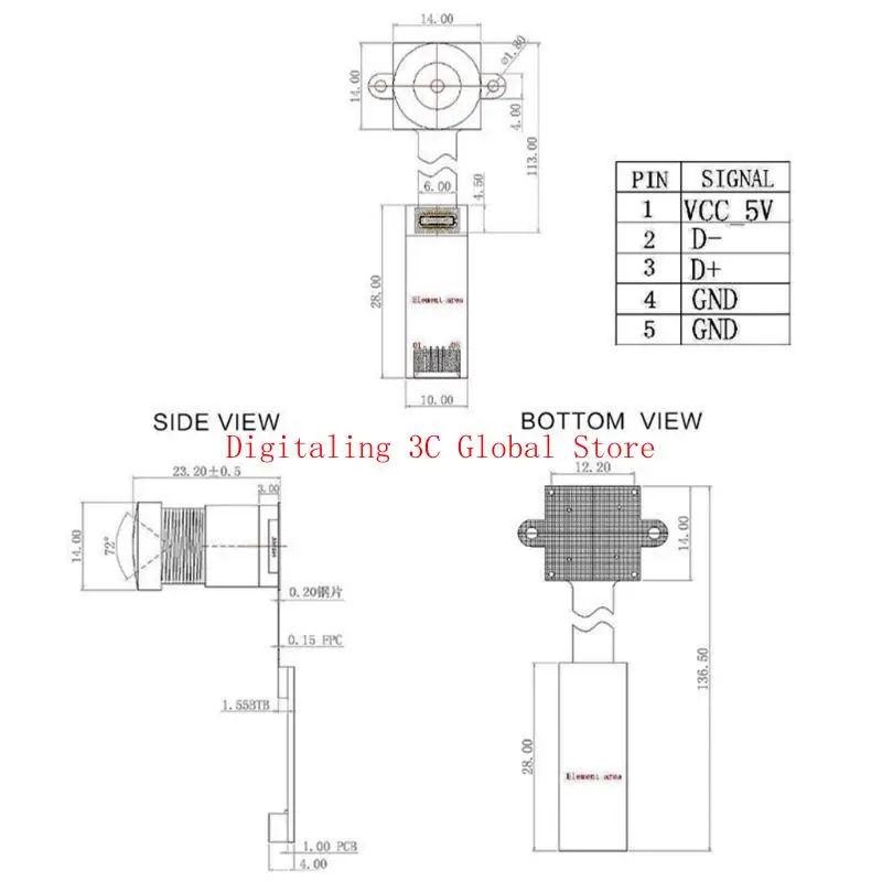 Módulo câmera USB OV9281 60/72/100 grau 1MP Mini Webcam Industrial Webcam Board Laptop Substituição