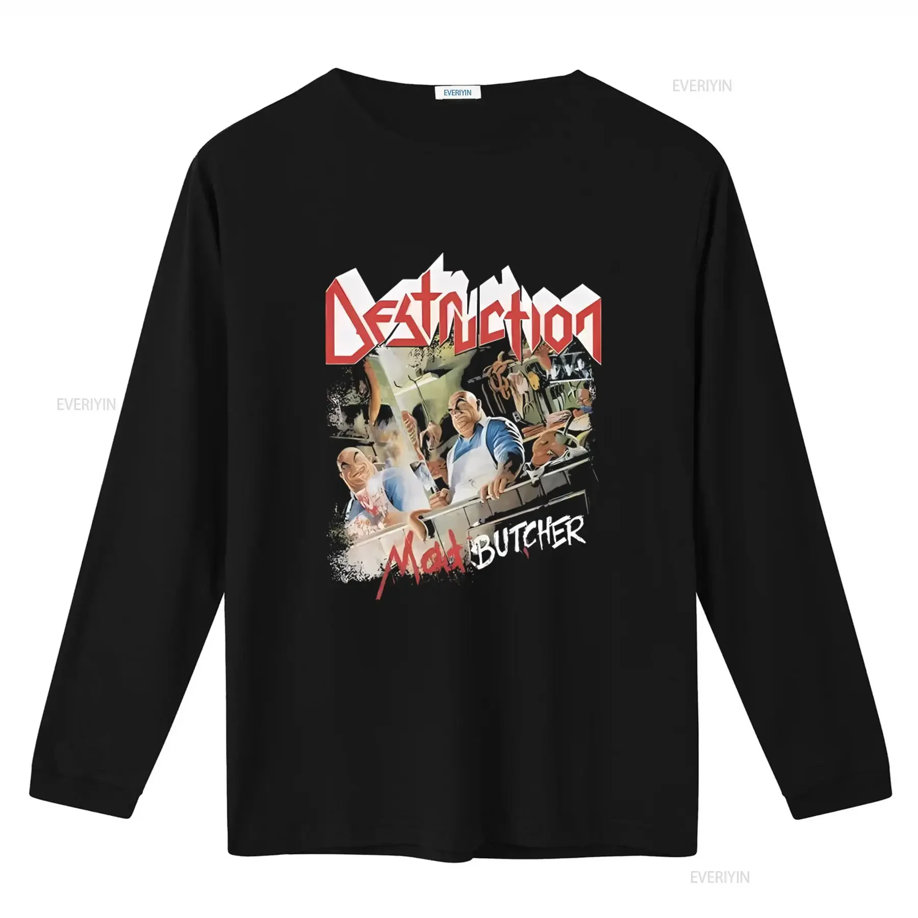 Men's Destruction Mad Butcher Print T Shirt Medium Black Heavy Metal Band Inspired Design vintage Washed Slightly Casual