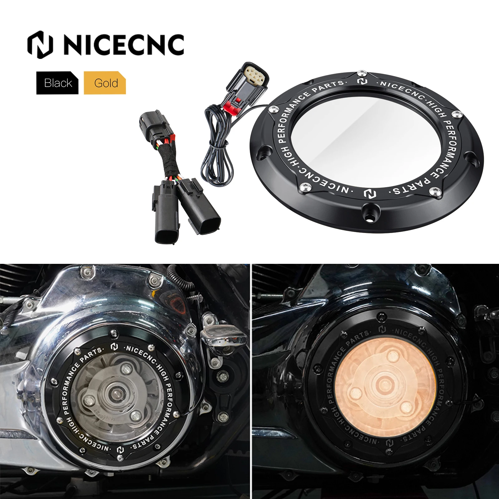 

NICECNC Clear Derby Clutch Cover LED Strip Light For Harley Touring Road King Street Glide CVO Ultra Limited Road Glide 016-2023