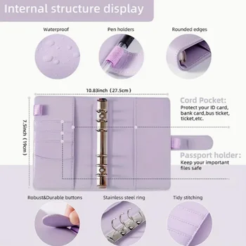 PU皮革預算活頁夾,帶現金信封口袋,拉鍊小巧法式預算袋活頁夾,用於儲蓄,A6尺寸計劃本整理器 10 最佳銷售 預算規劃整理器 - №1