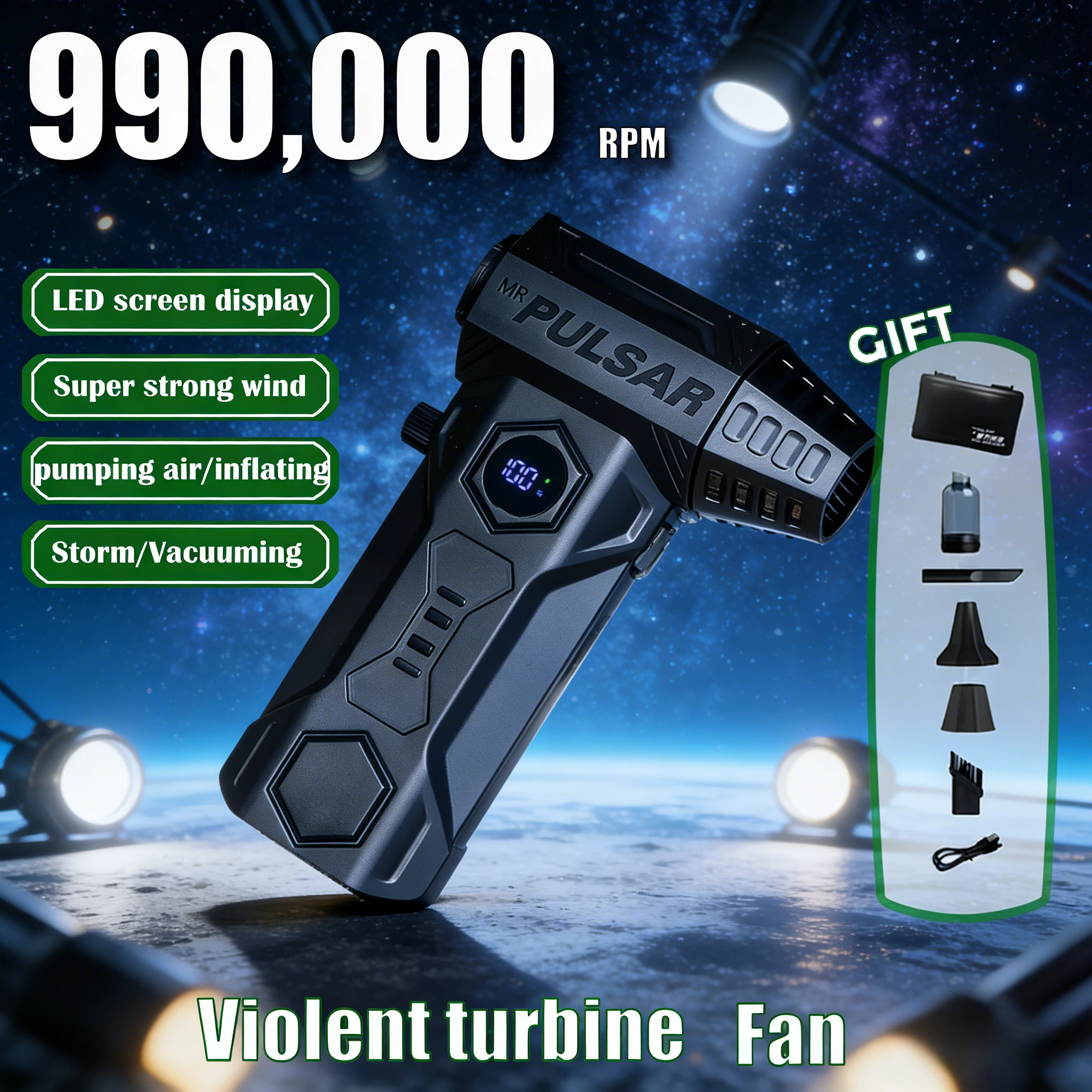 

Высокоскоростной турбовентилятор X11, скорость 48000 об/мин, бесщеточный двигатель, турбовентилятор, скорость ветра 75 м/с, 10000 мАч