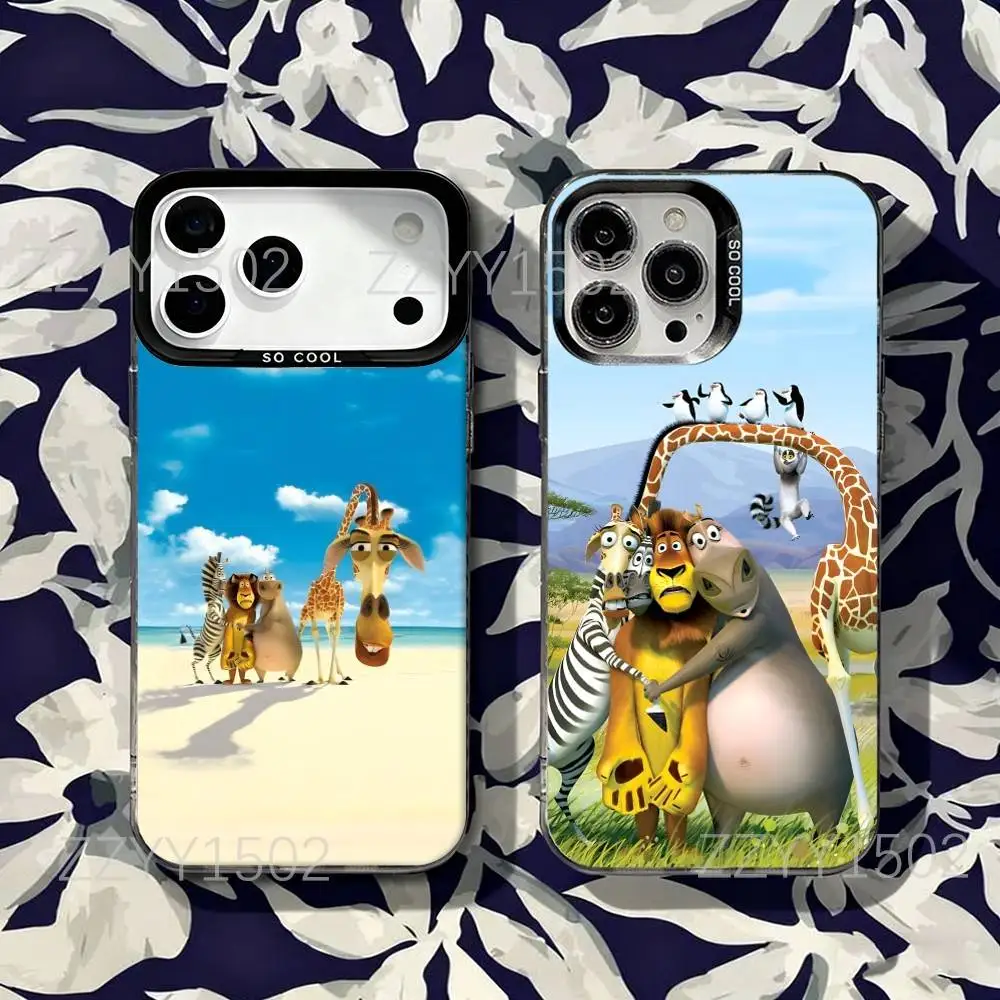 

M-MadagascarS Animals Phone Case For iPhone 17,16,15,14,13,12,X,8,Pro,Max,Plus,SE4,Air,Mini HD Black IMD Matte