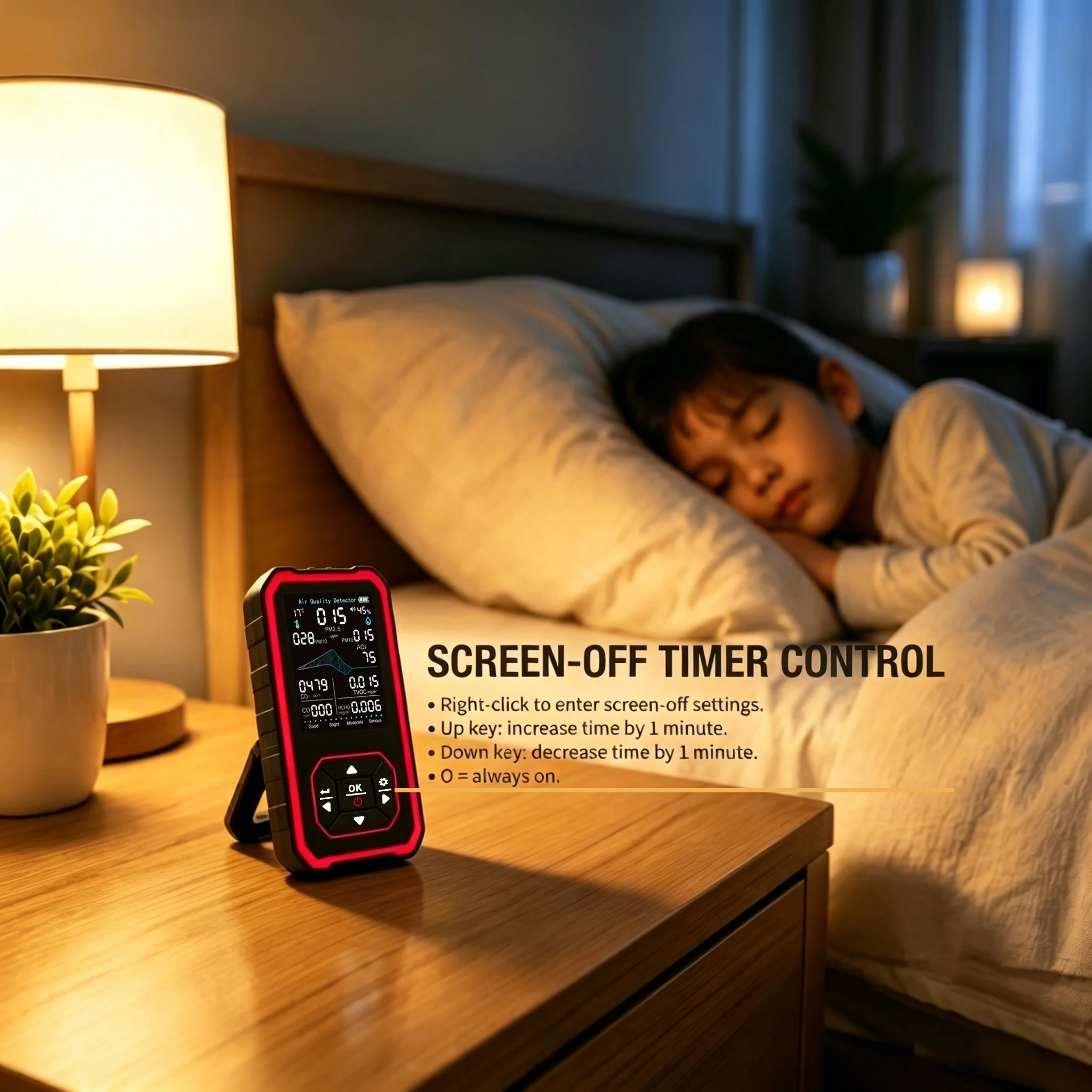 10-in-1 Indoor Air Quality Detector HCHO Formaldehyde TVOC PM2.5 Monitor Digital Temp Humidity Meter for Home Office Bedroom