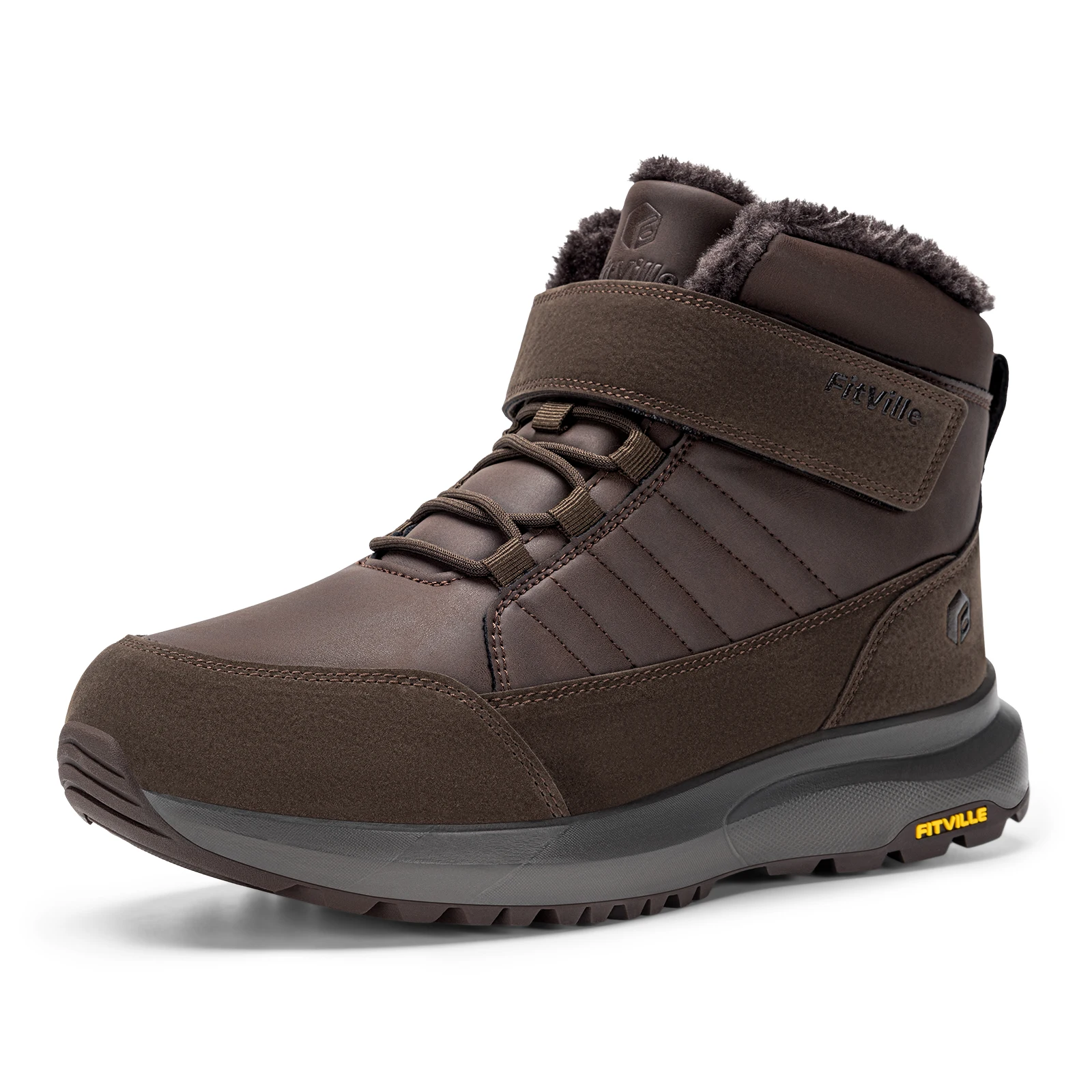 FitVille Wide Toe Men's Winter Snow Boots Warm Fleece Lined Hiking Boot for Men Lightweight Non-slip Trekking Shoe for Men Autum