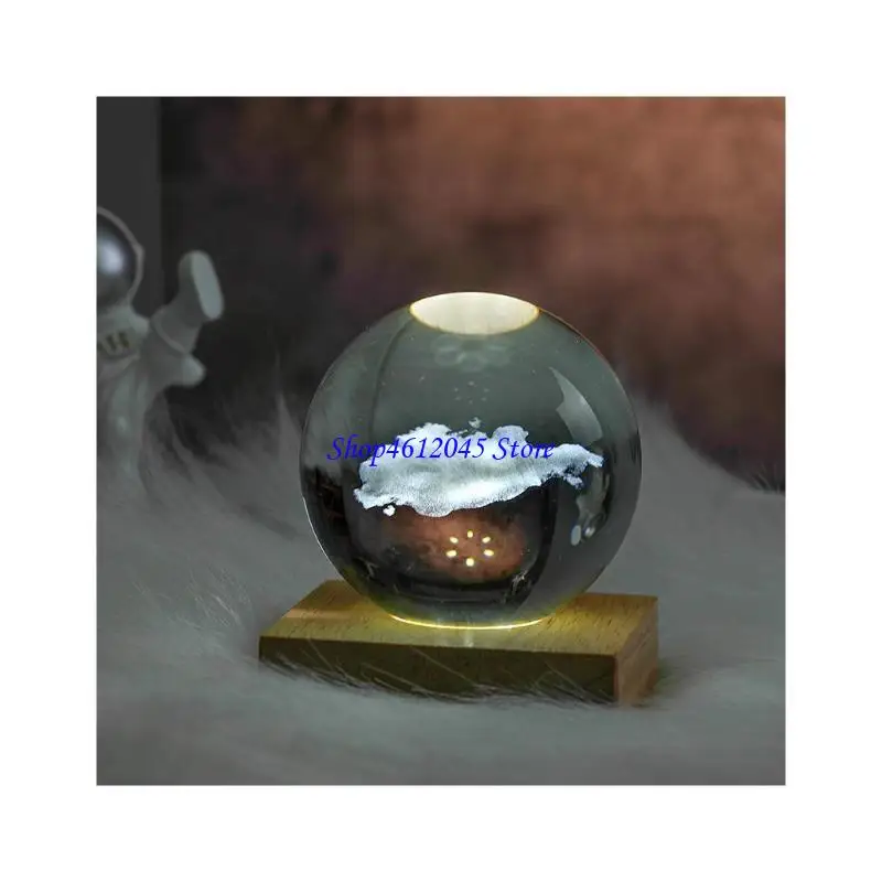 

L69A Crystal Ball Ball Glass Material Lamp 7 Different Crystal Ball Crafts Home Desktop Decor for Girlfriend Gift