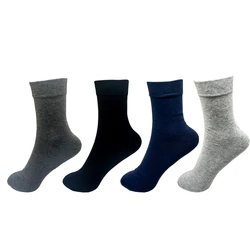 4 Pairs Men Cotton Dress Socks Pure Color High Quality Soft Breathable Black Business Casual Men Summer socks Large Size