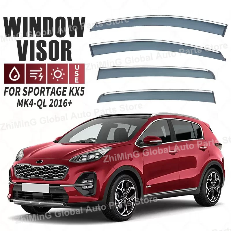 Visières de fenêtre de pluie pour Kia Sportage QL KX5 2017 2018 2019 2020 2021 2022, pare-vent, déflecteurs de fumée, protection d'habillage