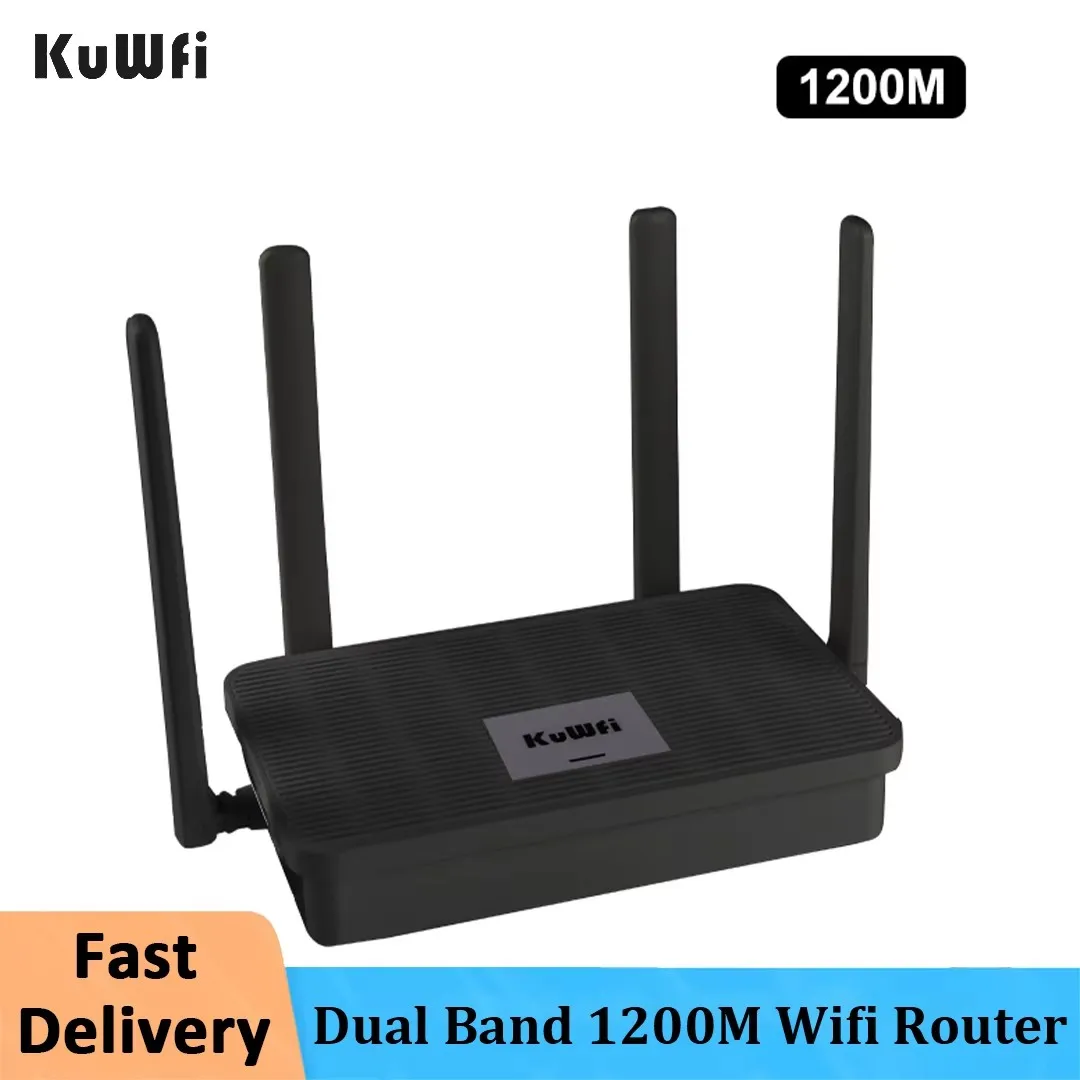 KuWFi AC1200 Wifi Router High Performance 1200Mbps Dual Band 2.4G&5GHz Smart Home Wireless Router 4 Antennas for Network