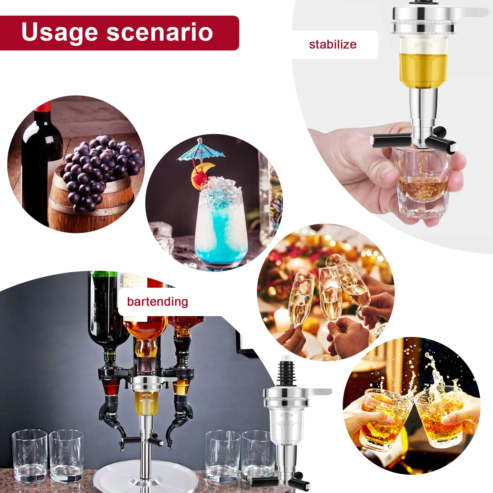 2Pcs 45Ml/1.5Oz Bar Butler Wall Mounted Replacement Nozzle Shot Dispenser for Revolving Liquor Bottle Holder