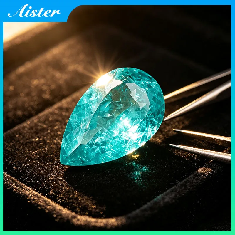 Paraiba Color Pear Cut 5x7mm-8x12mm Yttrium Aluminium Garnet Ice Crack Loose Gemstone Stones Gemstones for Making Jewelry DIY