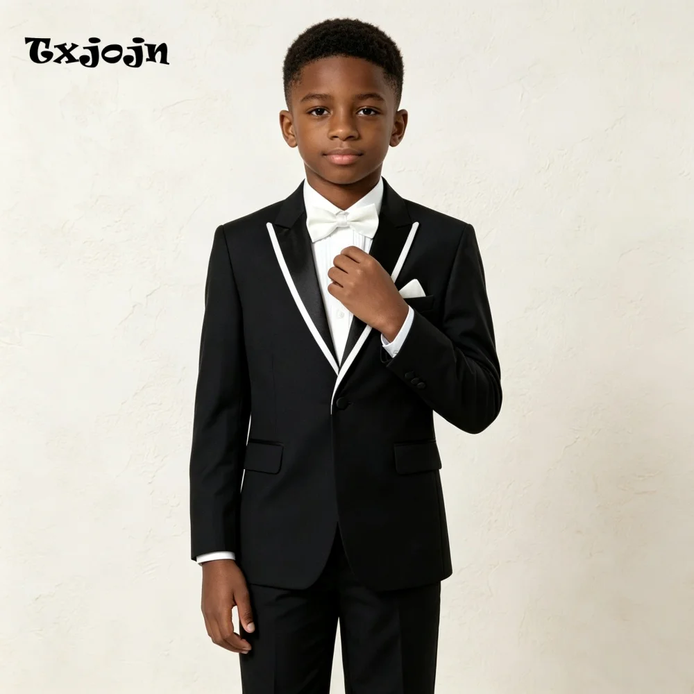 Formal Boys Suit Fashion Wedding Tuxedos 2-piece Set Trend Bicolor Pointed Collar Jacket Single Button Blazer Pants for Party