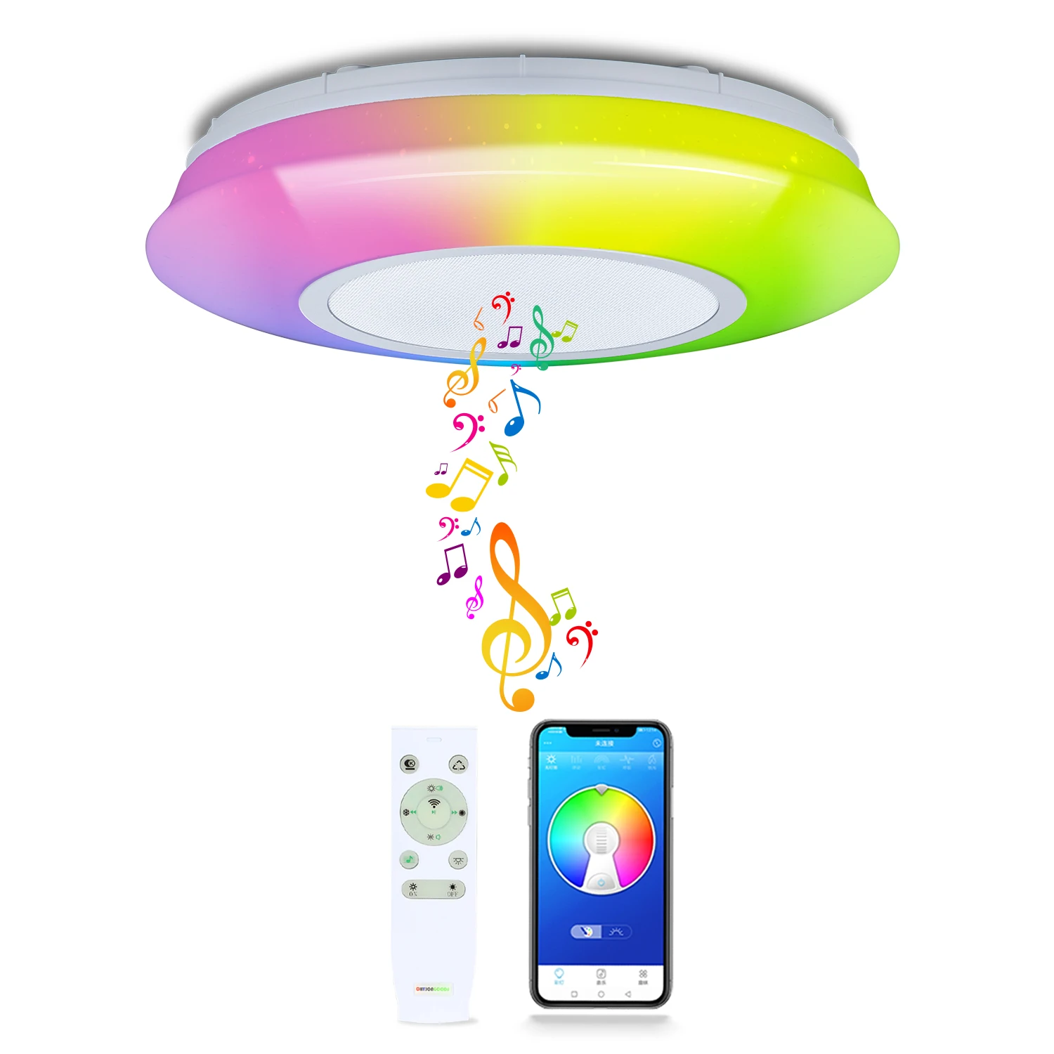 Modern LED Ceiling Light With Bluetooth Speaker App Remote Control Dimmable Color Change Lamp For Kids Bedroom Bathroom Kitchen