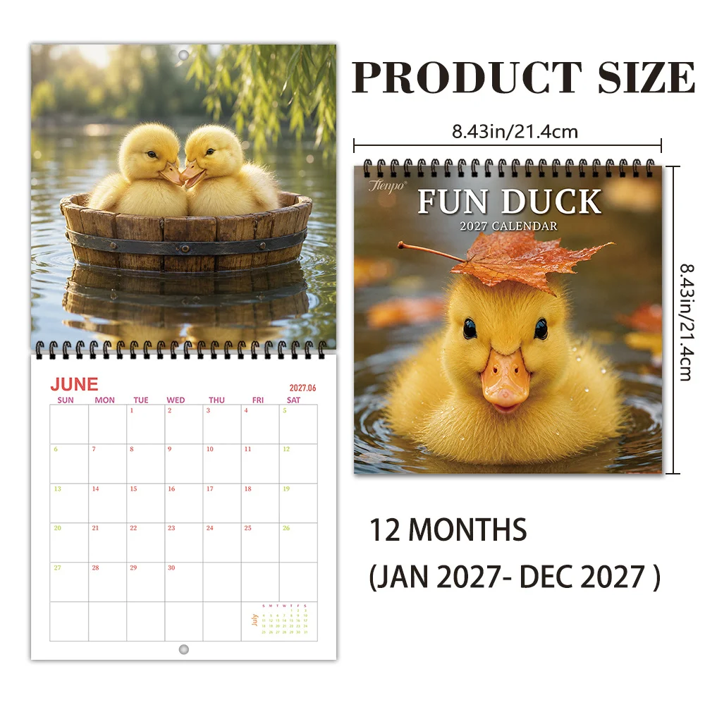 1pc 2027 Wall Calendar, Cute Little Duck , 12-Month Monthly Planner, Perfect Gift For Back-to-School Season, Christmas, New Year