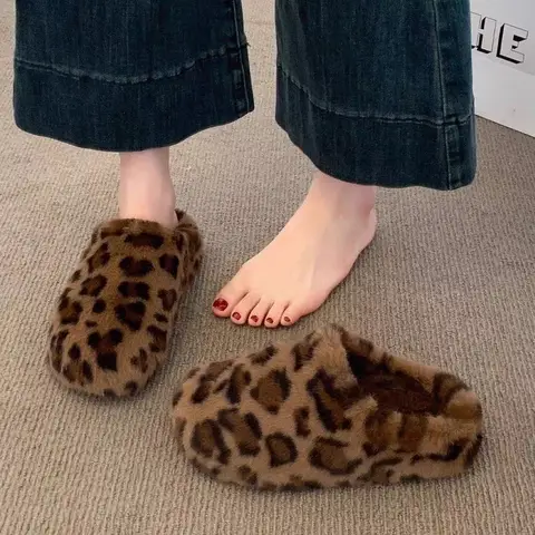 Fur Boston Clogs for Women Winter Fashion Cork Insole Warm Plush Slippers Shoes with Arch Support Cozy Home Furry Suede Mules