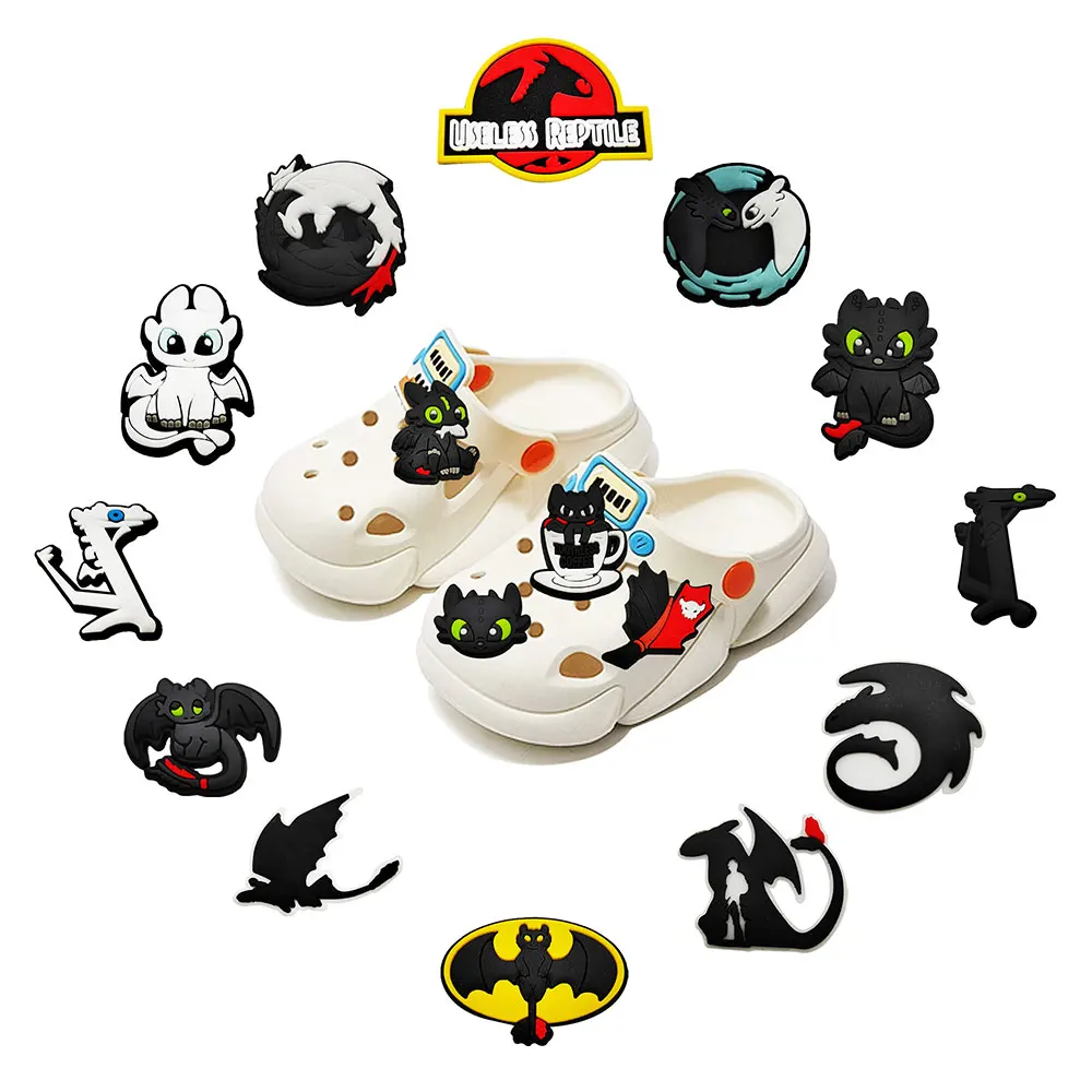 

1-16pcs Cartoon Dragon Toothless Shoe Charms PVC Anime Shoes Accessories Fashion Boys Sandals Garden Shoe Buckle DIY Charms