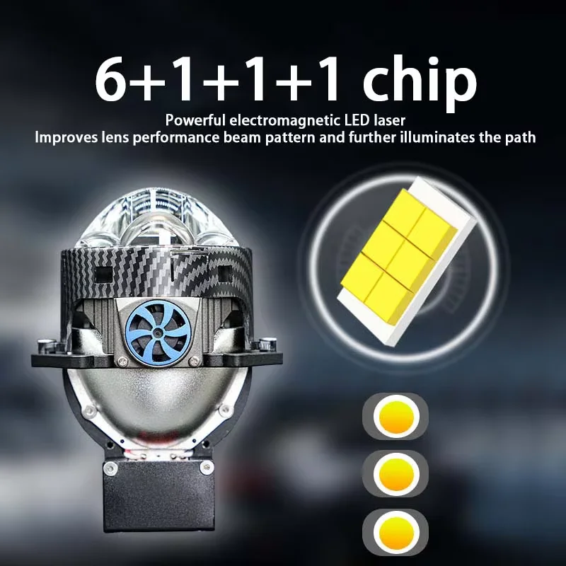 1/2PCS New Three Laser H4 LED Projector Lens High Low Beam LED Headlights H7 9005 9006 Car Headlights Super Bright Plug And Play