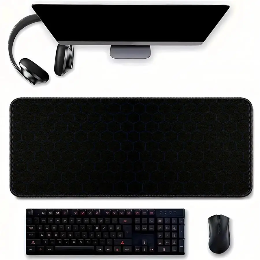 Mouse Pad office Pad Keyboard Mouse Pad Game Console Pad Computer Laptop Pad Desk accessories Anti slip Blue Honeycomb