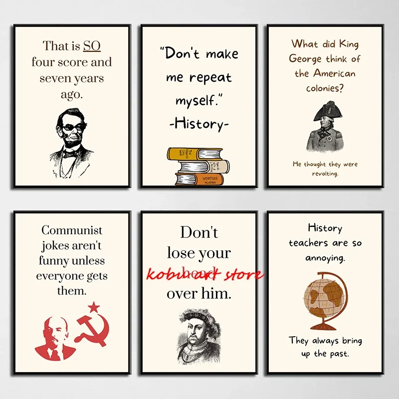 Funny History Teacher Posters Social Studies Classroom Prints Canvas Painting Wall Art Picture History Classroom Study Decor