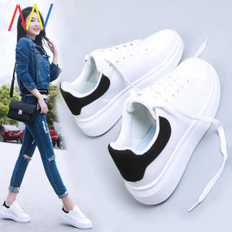

Ladies White Running Sneakers Sport Casual oes round Toe Inner Heightening Rubber Outsole Comfortable Faion Single oes