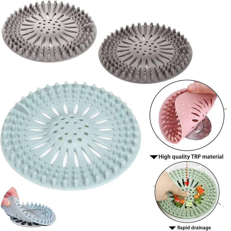 

Silicone Kitchen Sink Sewer Shower Filter Drain Cover Stopper Drainer Hair Catcher Floor Drain Hair Catcher Bathroom Accessorie