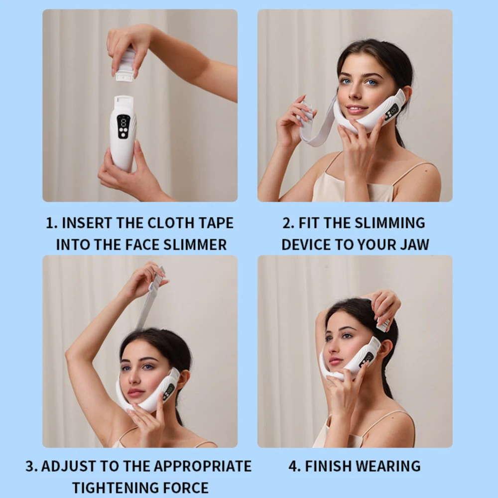 Masajeador Facial en V, dispositivo de masaje Facial portátil, pantalla LED, instrumento de belleza Facial, cinturón de elevación de línea en V recargable, Estiramiento Facial