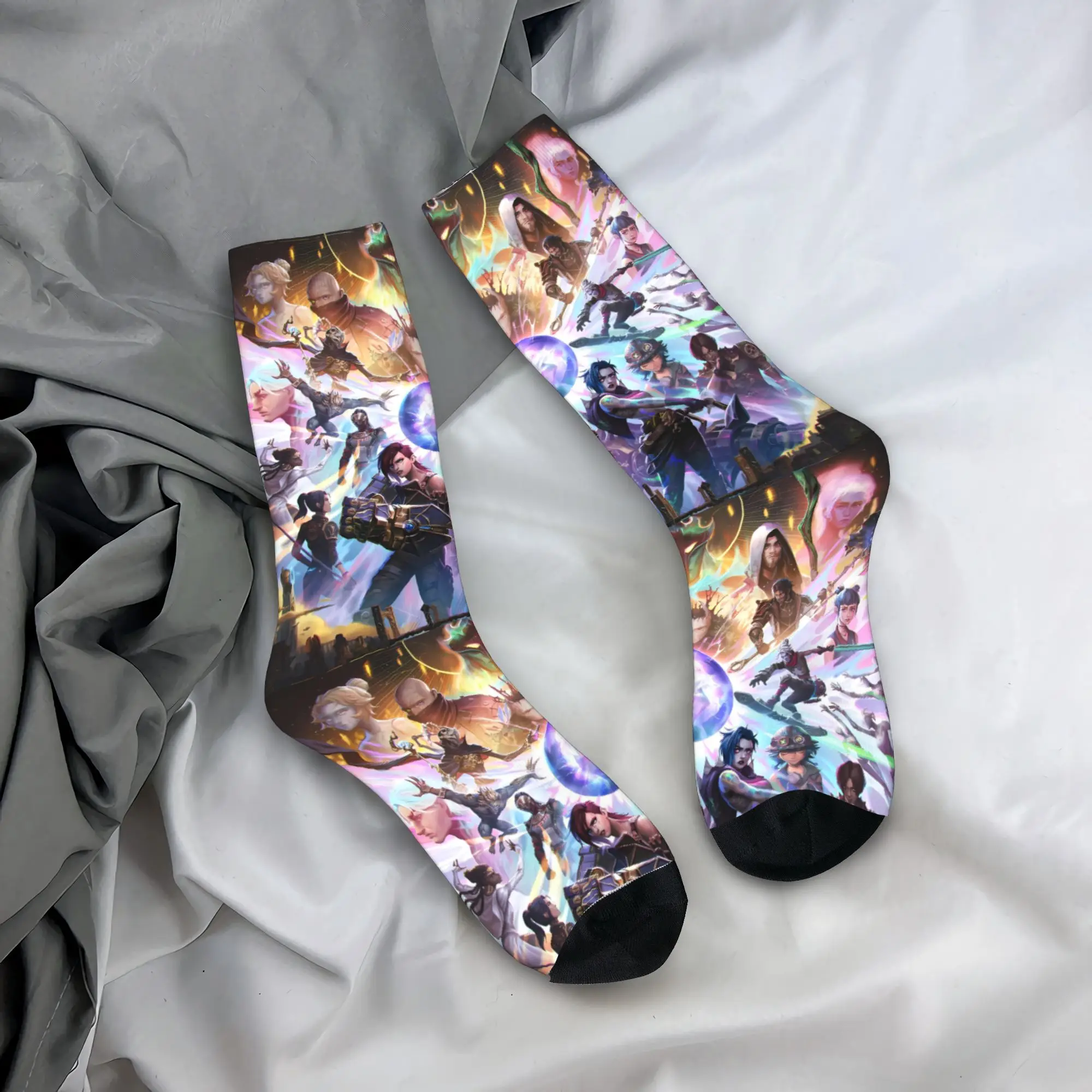 

Мужские носки унисекс, аниме Vi Jayce Caitlyn Viktor, чулки Иисуса Севика, зимние винтажные мягкие дышащие носки, нескользящие носки