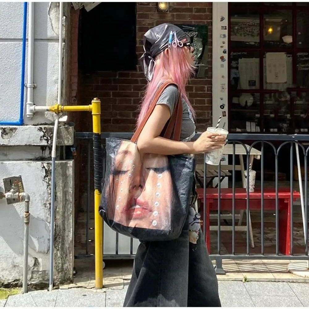 

New Waterproof Portrait Print Tote Bag Face Printing Large Capacity Shopping Pouch Light-weight Shoulder Bag Shopping