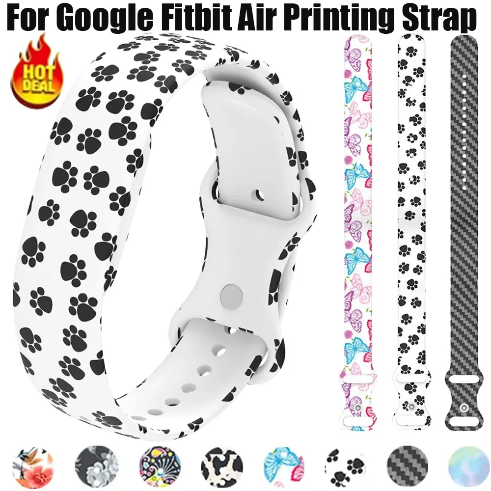 Printing Silicone Loop Strap for Google Fitbit Air Replace Wristband Replacement for Google Fitbit Air Soft Breathable Watchband